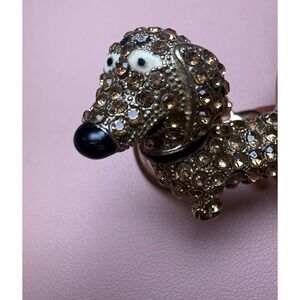 Dachshund Keychain Gold Rhinestone Wiener Dog Bag Charm Bling Puppy Do ie Mom